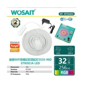 WOSAIT WT62844 &ndash; Smart RGB LED Strip 5 m (Tuya, Wi-Fi+BT, 24 V)