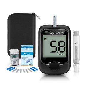 Diabetes Blood Glucose Test Kit Blood Glucose Monitoring Kit with 25 Test Strips and 25 Hands for Diabetes in Mg/dL by Exactive EQ Impulse