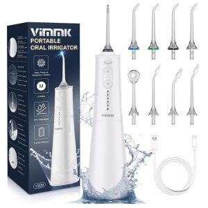 Vimmk Cordless Oral Irrigator, IPX7 Waterproof Rechargeable for Home/Travel (Black)