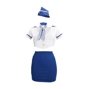 Stewardess Costume S/M Blue/White