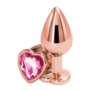 Butt Plug Rose Gold Heart M Pink